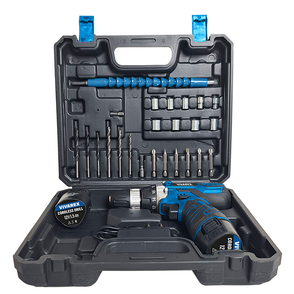دریل پیچ‌گوشتی شارژی ۱۲ ولت ویوارکس VR12V‑2A با دو باتری